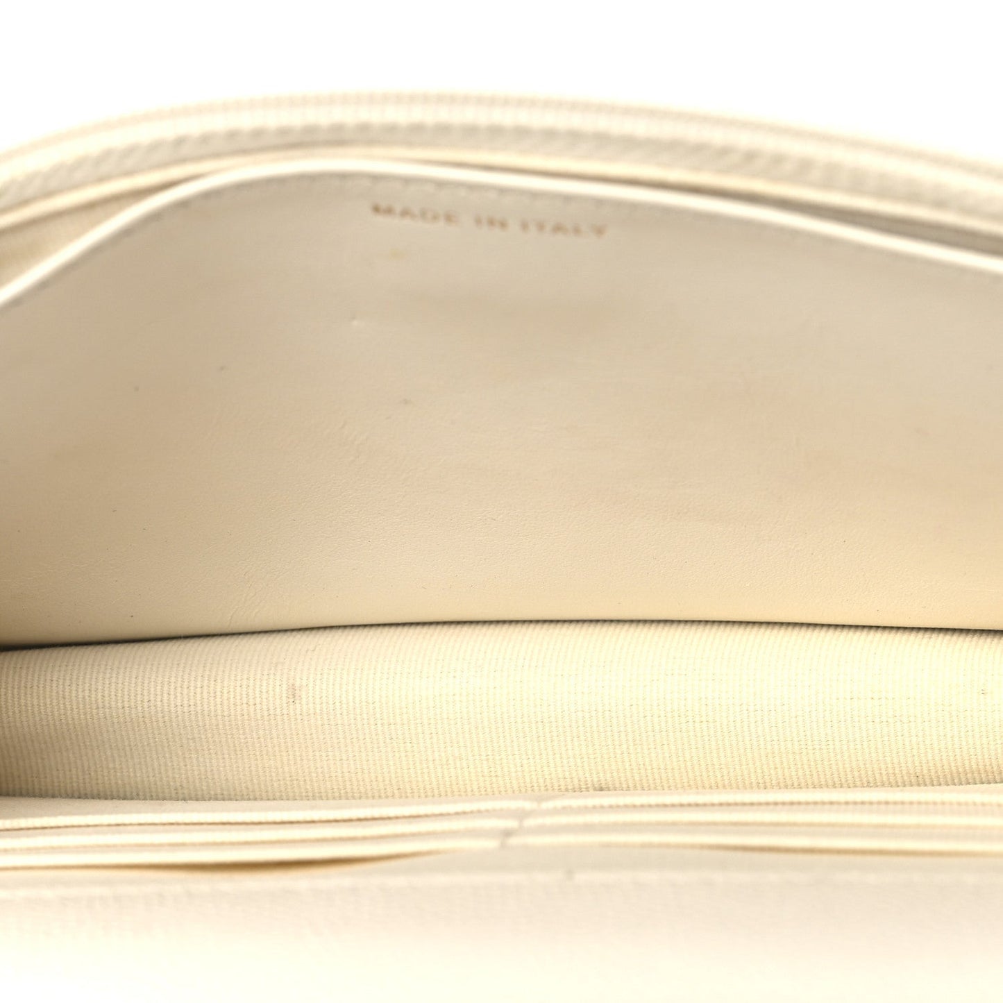 Shiny Caviar Quilted Flap Charm Wallet On Chain WOC White