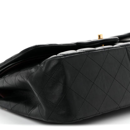 Lambskin Quilted Jumbo Double Flap Black