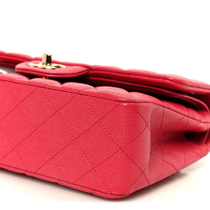 Caviar Quilted Small Double Flap Dark Pink