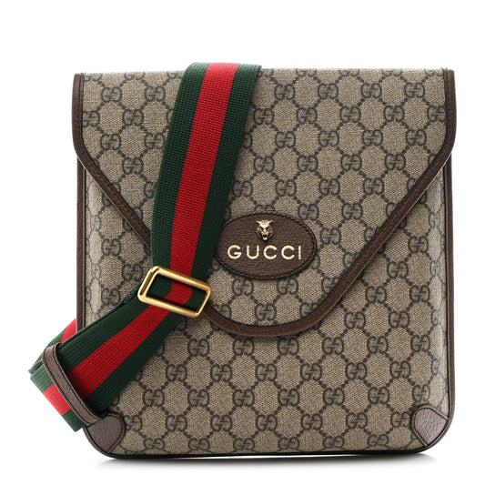 GG Supreme Monogram Web Medium Neo Vintage Flap Messenger Bag Beige New Acero