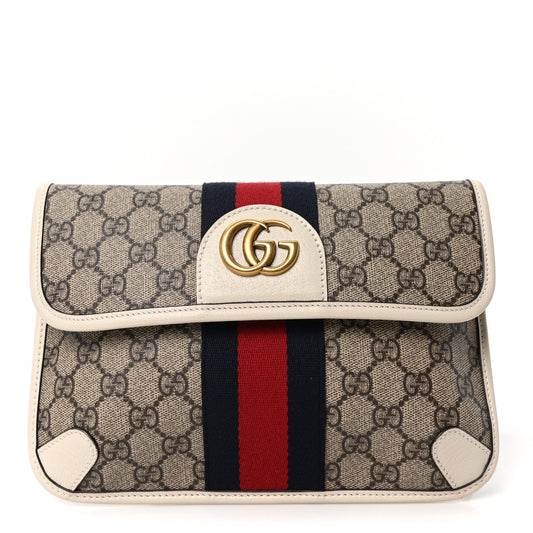 GG Supreme Monogram Web Small Ophidia Belt Bag 90 36 Beige Ebony White