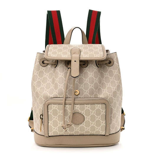GG Supreme Monogram Azalea Calfskin Retro Interlocking G Buckle Backpack Beige Mystic White