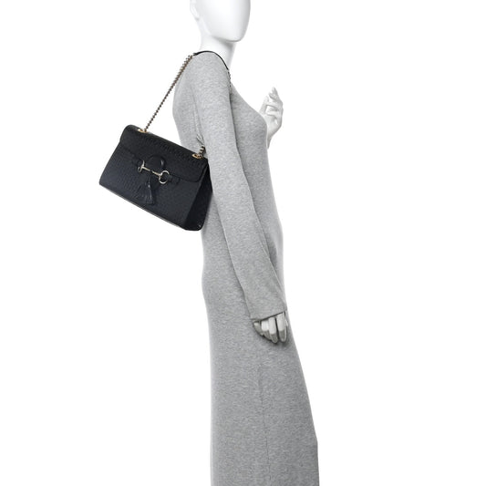 Microguccissima Medium Emily Chain Shoulder Bag Black