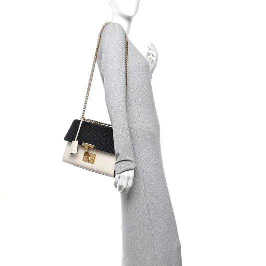 Guccissima Medium Padlock Shoulder Bag Black Mystic White