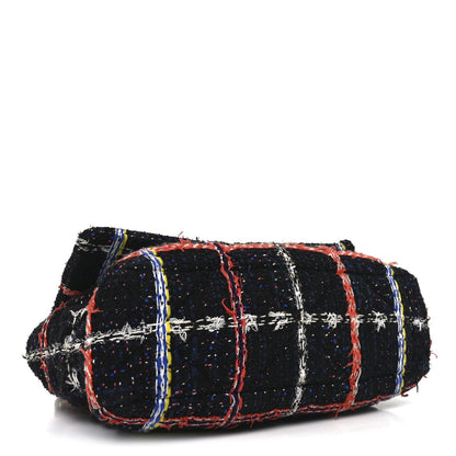 Tweed Quilted Large Chanel 19 Flap Black Orange Blue
