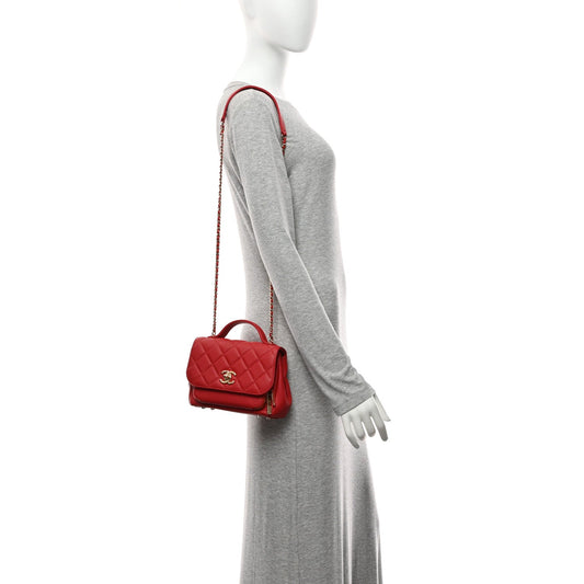 Caviar Quilted Small Business Affinity Flap Red