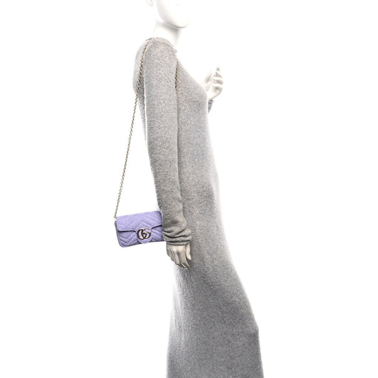 Denim GG Monogram Mini GG Marmont Shoulder Bag Light Purple