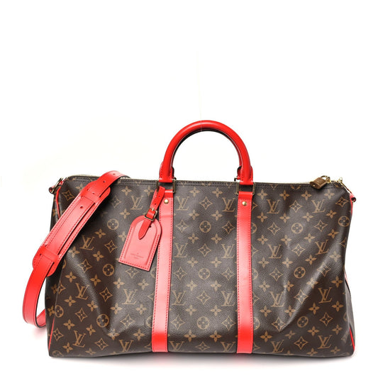 Calfskin Monogram Keepall Bandouliere 50 Coquelicot