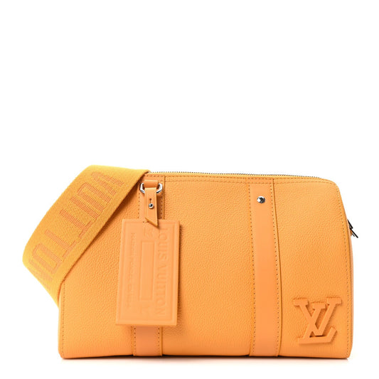 Grained Calfskin Aerogram City Keepall Safran Yellow