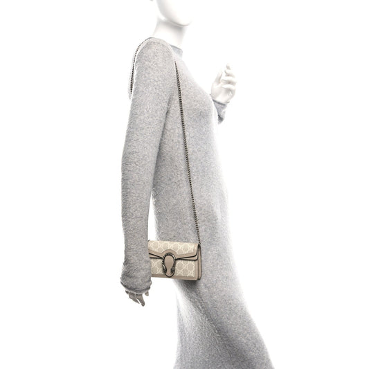 GG Supreme Monogram Textured Dollar Calfskin Super Mini Dionysus Shoulder Bag Beige Mystic White Oatmeal