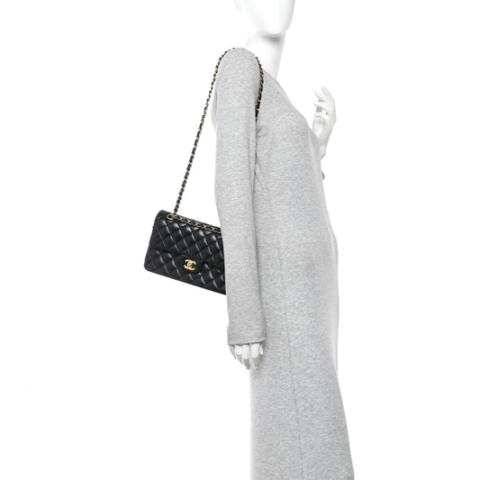 Lambskin Quilted Small Double Flap Black