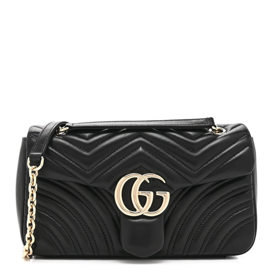 Lambskin Matelasse Medium GG Marmont Shoulder Bag Black