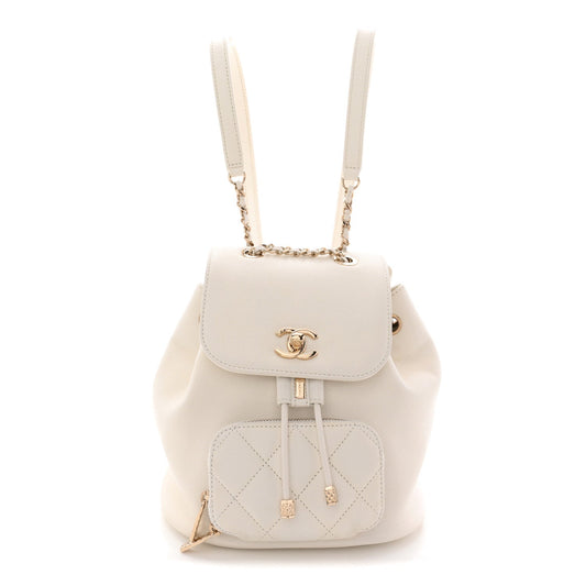 Caviar Quilted Mini Business Affinity Backpack White
