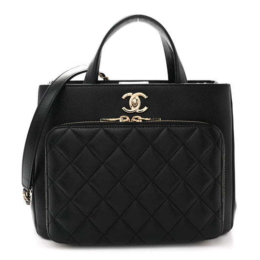 Caviar Quilted Small Business Affinity Shopping Bag Black