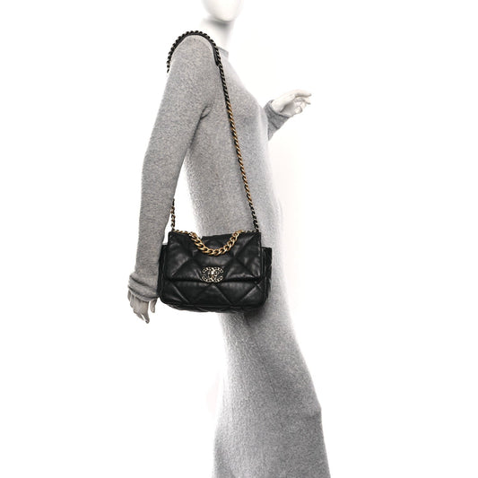 Lambskin Quilted Medium Chanel 19 Flap Black