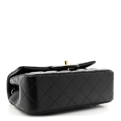 Lambskin Quilted Mini Rectangular Flap Black
