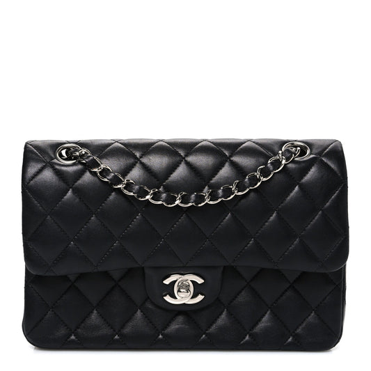 Lambskin Quilted Small Double Flap Black