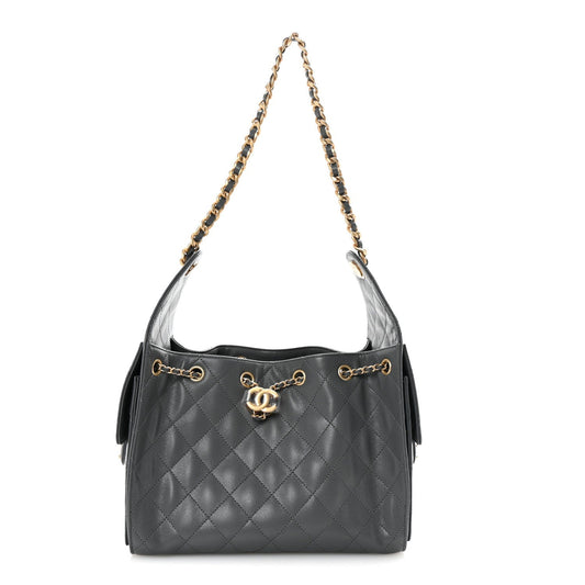 Caviar Quilted Small Chanel 25 Handbag Dark Grey