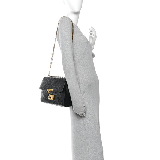 Guccissima Medium Padlock Shoulder Bag Black