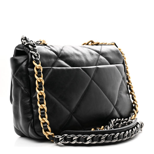 Lambskin Quilted Medium Chanel 19 Flap Black