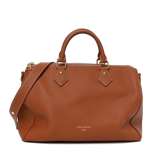 Grained Calfskin Low Key Speedy 30 Cognac