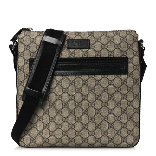 GG Supreme Monogram Flat Messenger Bag Black