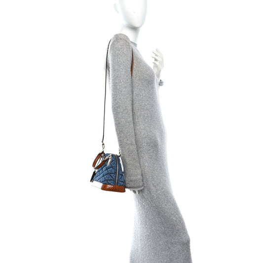Denim Calfskin Reverse Monogram Malletage Alma BB Blue
