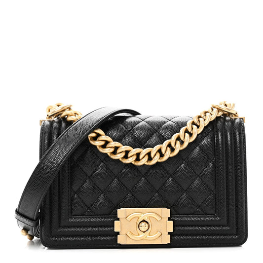 Caviar Quilted Small Boy Flap Black