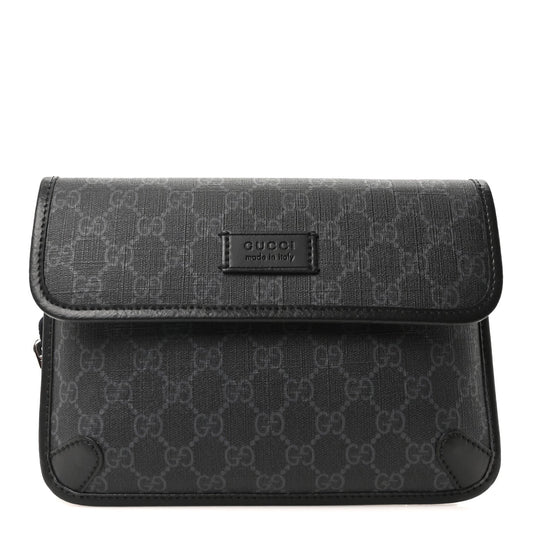 GG Supreme Monogram Web Slim Belt Bag Black Grey