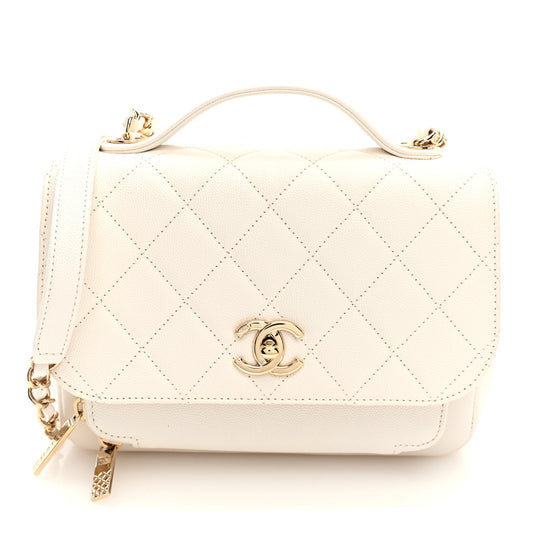 Caviar Quilted Medium Business Affinity Flap White