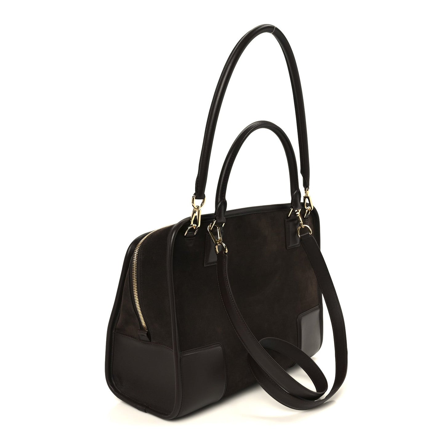 Suede Calfskin Large Amazona 180 Dark Chestnut