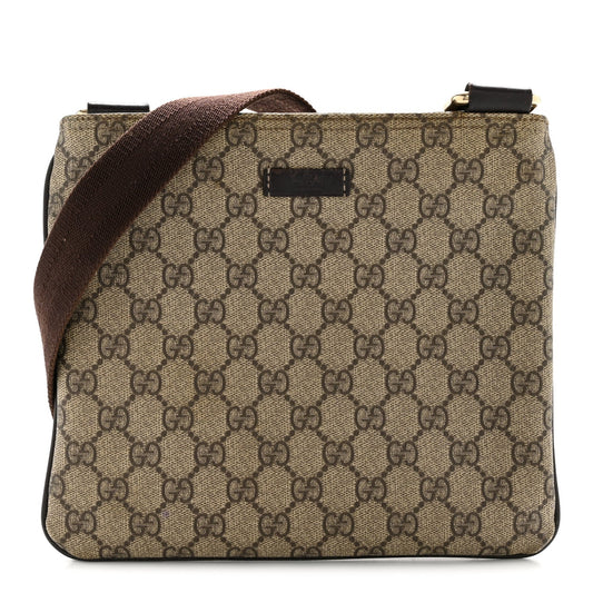 GG Supreme Monogram Small Flat Messenger Bag Dark Brown