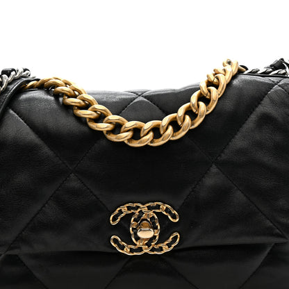 Lambskin Quilted Medium Chanel 19 Flap Black