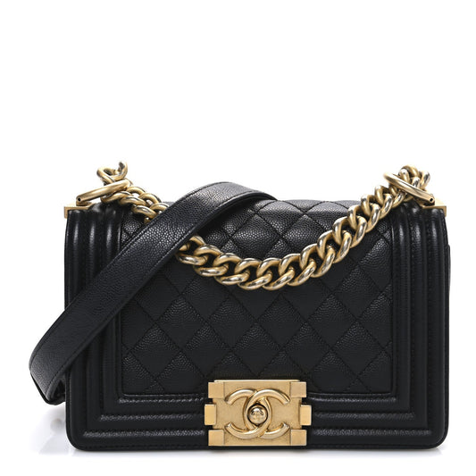 Caviar Quilted Small Boy Flap Black