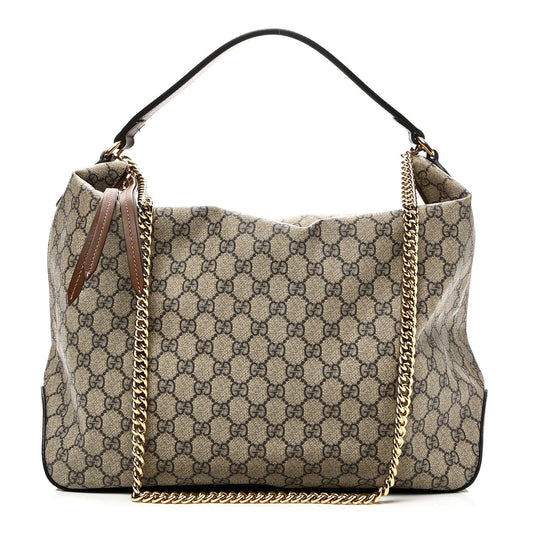GG Supreme Monogram Large Linea A Hobo Light Brown