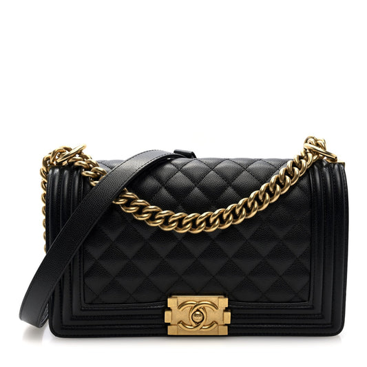 Caviar Quilted Medium Boy Flap Black