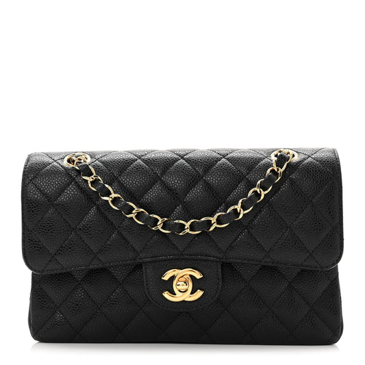 Caviar Quilted Small Double Flap Black