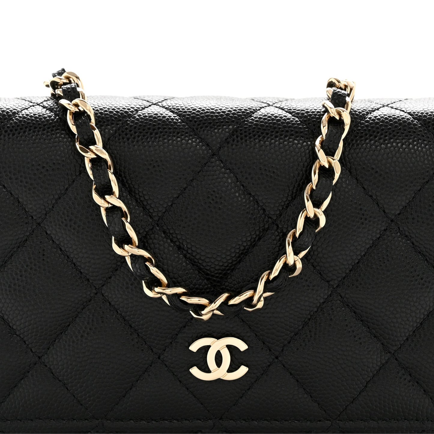 Caviar Quilted Mini Wallet On Chain WOC Black