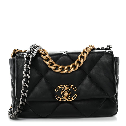 Lambskin Quilted Medium Chanel 19 Flap Black