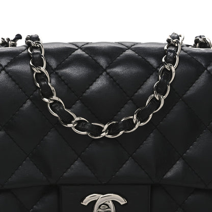 Lambskin Quilted Mini Square Flap Black