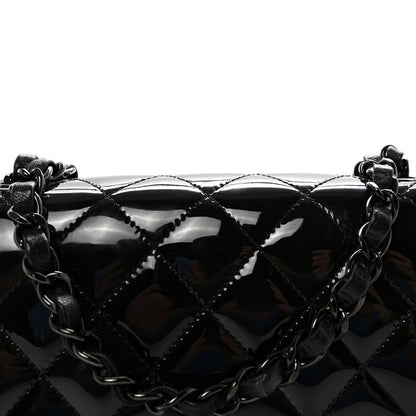 Patent Calfskin Quilted Mini Square Flap So Black