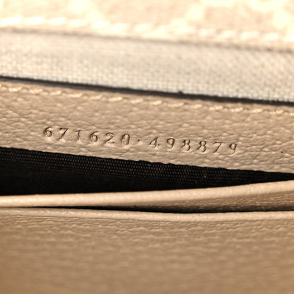 GG Supreme Monogram Textured Dollar Calfskin Mini Retro Interlocking G Flap Shoulder Bag Beige Mystic White Oatmeal
