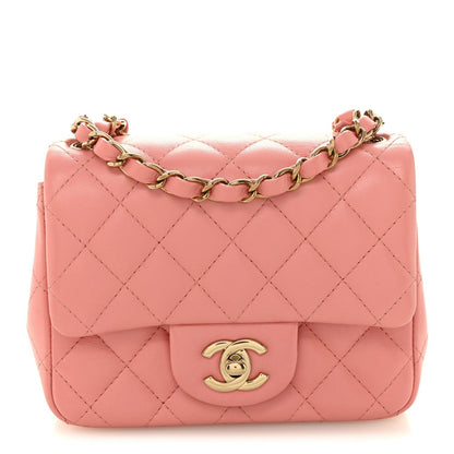 Lambskin Quilted Mini Square Flap Pink