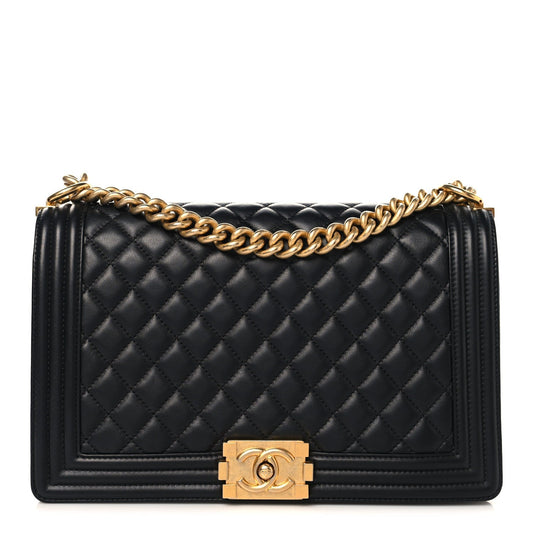 Lambskin Quilted New Medium Boy Flap Black