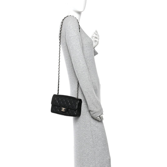 Caviar Quilted Mini Rectangular Flap Black