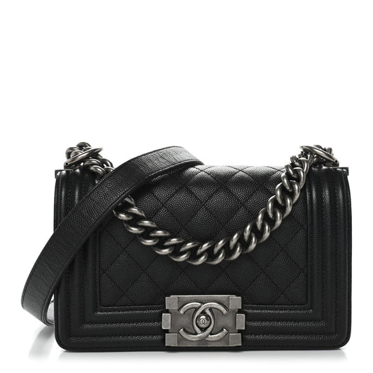 Caviar Quilted Small Boy Flap Black