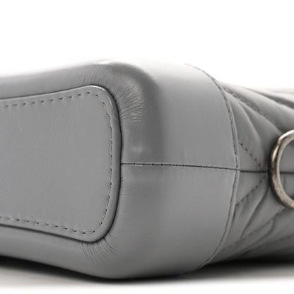 Aged Calfskin Chevron Quilted Small Gabrielle Hobo Grey