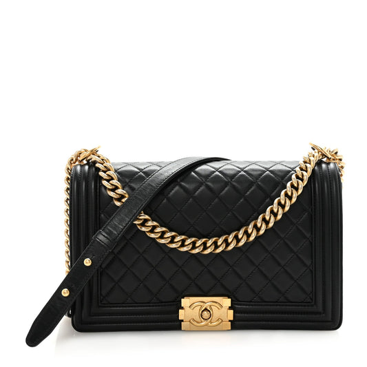 Lambskin Quilted New Medium Boy Flap Black