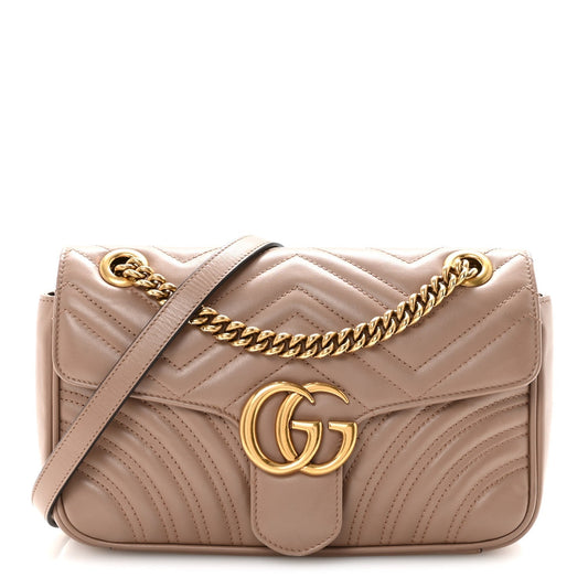 Calfskin Matelasse Small GG Marmont Shoulder Bag Porcelain Rose