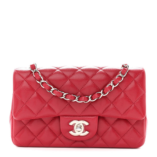 Caviar Quilted Mini Rectangular Flap Pink